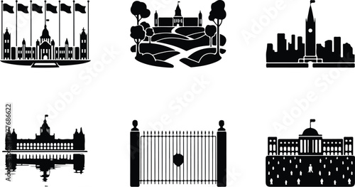 Parliament Silhouette Icon Government Building Outline Design