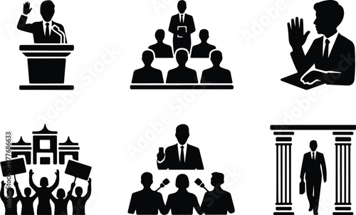 Parliament Silhouette Icon Government Building Outline Design