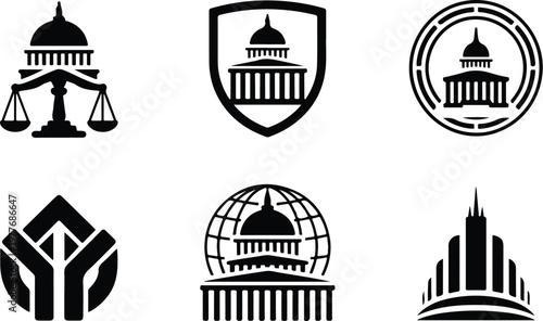 Parliament Silhouette Icon Government Building Outline Design