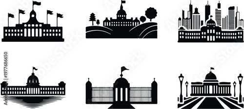 Parliament Silhouette Icon Government Building Outline Design