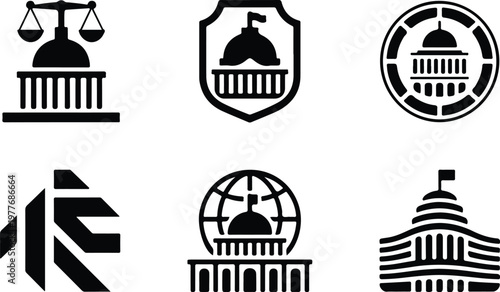 Parliament Silhouette Icon Government Building Outline Design