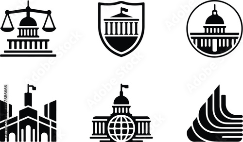 Parliament Silhouette Icon Government Building Outline Design