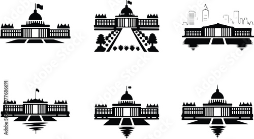 Parliament Silhouette Icon Government Building Outline Design