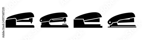 Stapler types vector illustration set office supply equipment tool stationery collection office tool icon