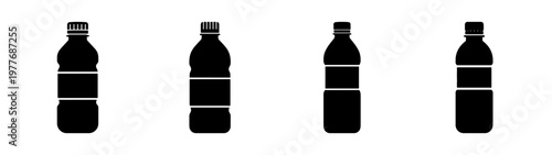 Black bottle silhouette vector illustration set of plastic bottles for drinks and liquids design