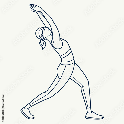 Silhouette of a woman performing a side stretch with proper form, highlighting flexibility and wellness in fitness.
