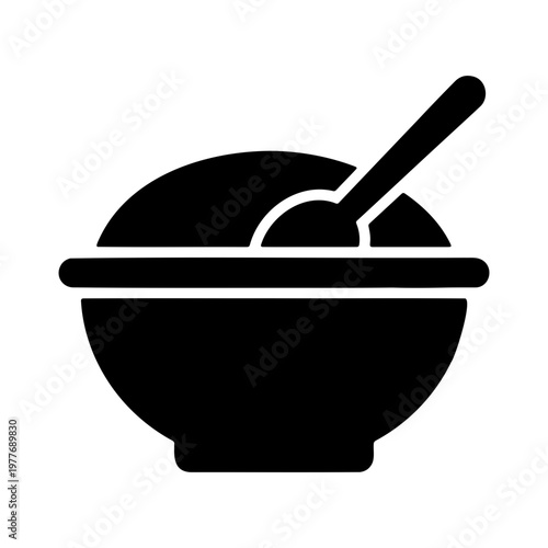 Bowl of food with spoon vector illustration for food blog recipe website or cooking class design needs