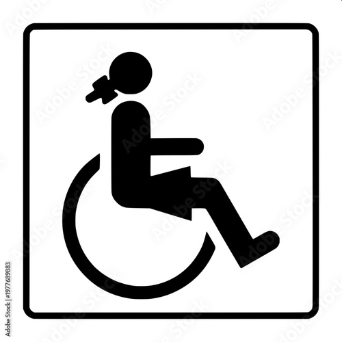 “Inclusive accessibility icon set showing various wheelchair users in different poses, simple line-art vector style.”