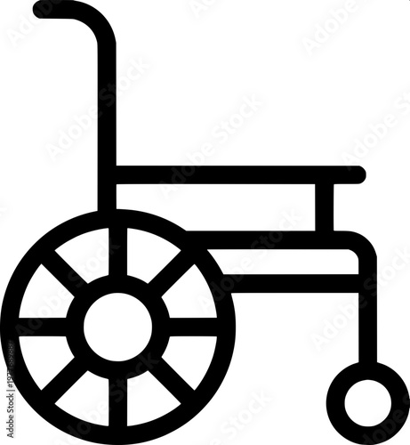 “Inclusive accessibility icon set showing various wheelchair users in different poses, simple line-art vector style.”