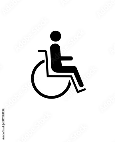 “Inclusive accessibility icon set showing various wheelchair users in different poses, simple line-art vector style.”