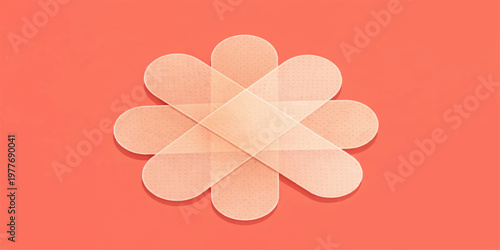 Pink floral Valentine background with hearts and pills vector illustration