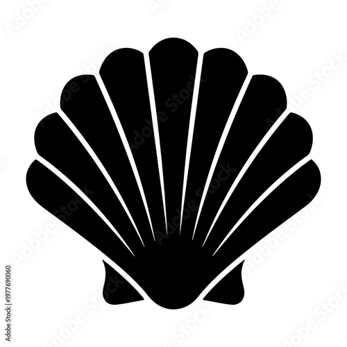 Vector seashell illustration of a scallop shell marine life ocean animal graphic design element icon clip art