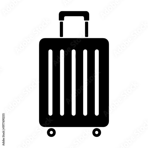 Black travel suitcase vector illustration for luggage baggage and vacation trip design element for travel