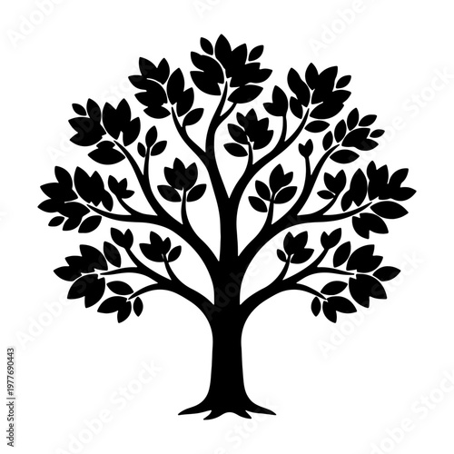 Black tree silhouette vector illustration for graphic design nature and tree lovers design needs