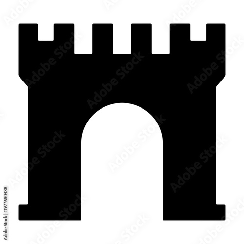 Castle tower gate silhouette vector illustration for architecture and medieval design needs