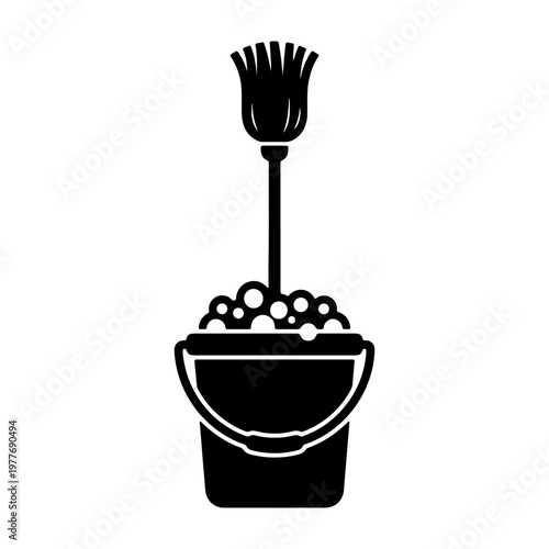 Cleaning mop and bucket vector illustration for house cleaning service and janitorial supplies
