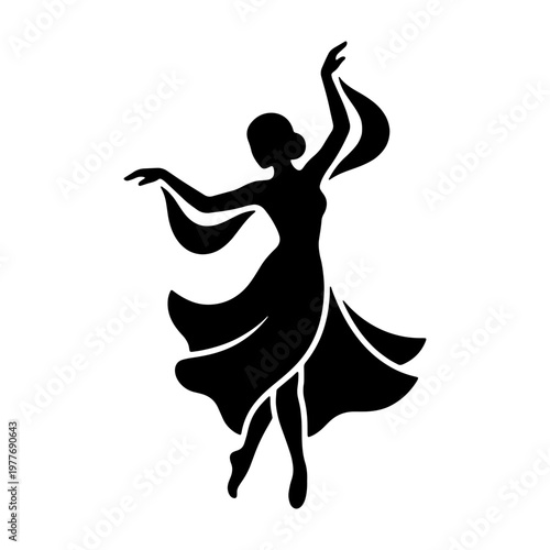 Silhouette of elegant woman dancing vector art for dance studio logo design and creative projects