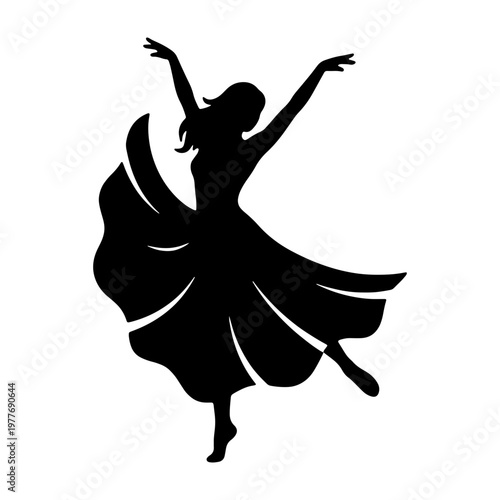 Silhouette of woman dancing vector art for dance studio logo design and creative dancer graphics art