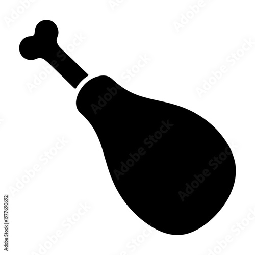 Isolated black chicken leg vector illustration for food blog and restaurant menu design element