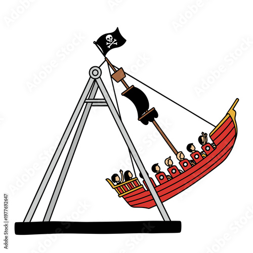 Pirate ship carnival ride swing illustration