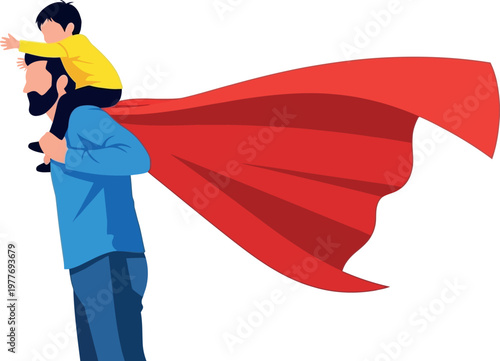 Happy father's day dad as superhero celebrating the strength and love of fathers