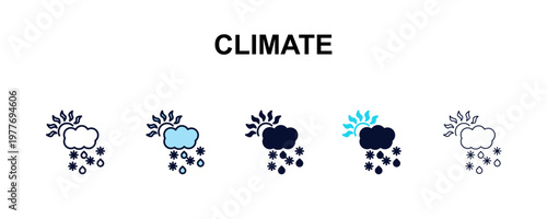 climate multi-style outline icon set - weather concept. Thin line, regular, filled, colored climate icon