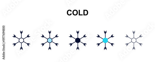 cold multi-style outline icon set - weather concept. Thin line, regular, filled, colored cold icon