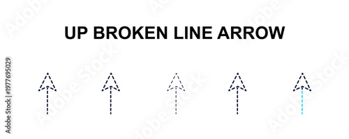 up broken line arrow multi-style outline icon set - user interface concept. Thin line, regular, filled, colored up broken line arrow icon