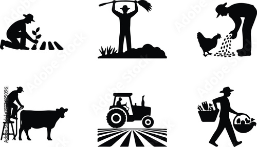 Farm Silhouette Icon Agriculture Field Outline Design