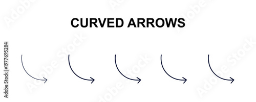 curved arrows multi-style outline icon set - user interface concept. Thin line, regular, filled, colored curved arrows icon