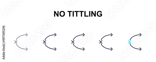 no tittling multi-style outline icon set - user interface concept. Thin line, regular, filled, colored no tittling icon