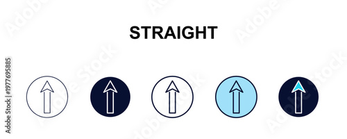 straight multi-style outline icon set - traffic signs concept. Thin line, regular, filled, colored straight icon