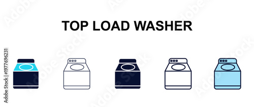 top load washer multi-style outline icon set - tools concept. Thin line, regular, filled, colored top load washer icon