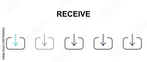 receive multi-style outline icon set - technology concept. Thin line, regular, filled, colored receive icon