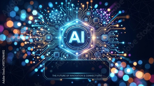 Abstract AI background representing advanced technology, digital innovation, and futuristic computing concepts.