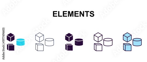 elements multi-style outline icon set - technology concept. Thin line, regular, filled, colored elements icon