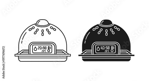 Food cloche icons, black and white, vector illustration, restaurant symbols, kitchen elements