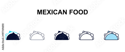 mexican food multi-style outline icon set - restaurant concept. Thin line, regular, filled, colored mexican food icon