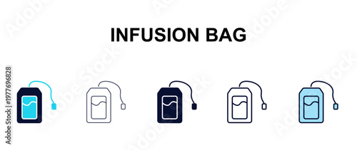 infusion bag multi-style outline icon set - restaurant concept. Thin line, regular, filled, colored infusion bag icon