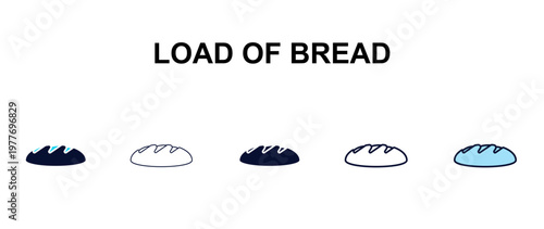 load of bread multi-style outline icon set - restaurant concept. Thin line, regular, filled, colored load of bread icon