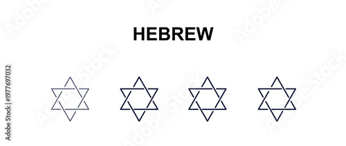 hebrew multi-style outline icon set - religion concept. Thin line, regular, filled, colored hebrew icon