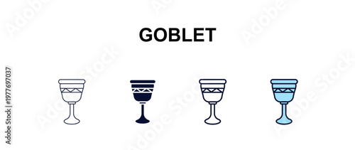 goblet multi-style outline icon set - religion concept. Thin line, regular, filled, colored goblet icon