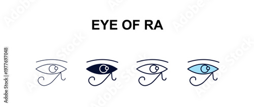 eye of ra multi-style outline icon set - religion concept. Thin line, regular, filled, colored eye of ra icon