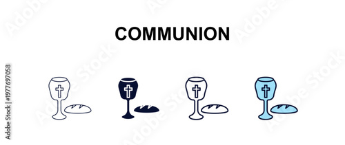 communion multi-style outline icon set - religion concept. Thin line, regular, filled, colored communion icon