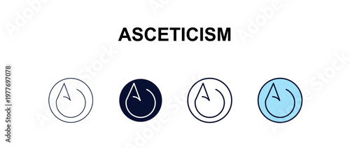 asceticism multi-style outline icon set - religion concept. Thin line, regular, filled, colored asceticism icon