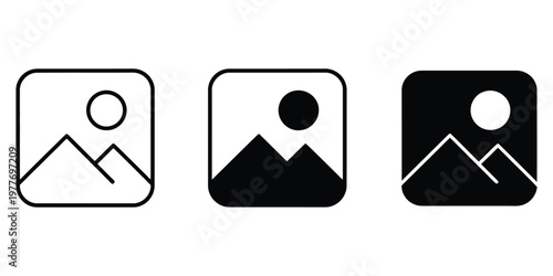 Photo line icon, simple outline camera and image symbol representing photography, gallery, and media upload