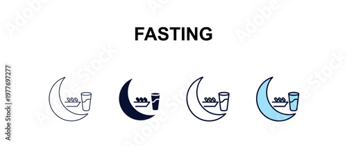 fasting multi-style outline icon set - religion concept. Thin line, regular, filled, colored fasting icon