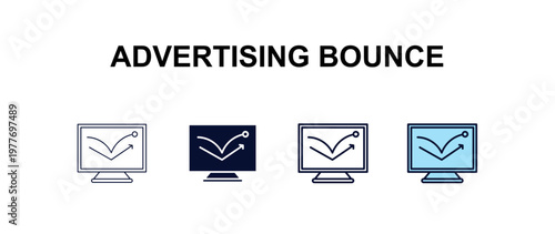 advertising bounce multi-style outline icon set - programming concept. Thin line, regular, filled, colored advertising bounce icon
