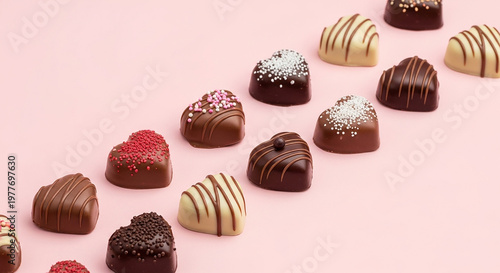  heart shape chocolate  pink backround 