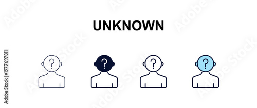 unknown multi-style outline icon set - people concept. Thin line, regular, filled, colored unknown icon